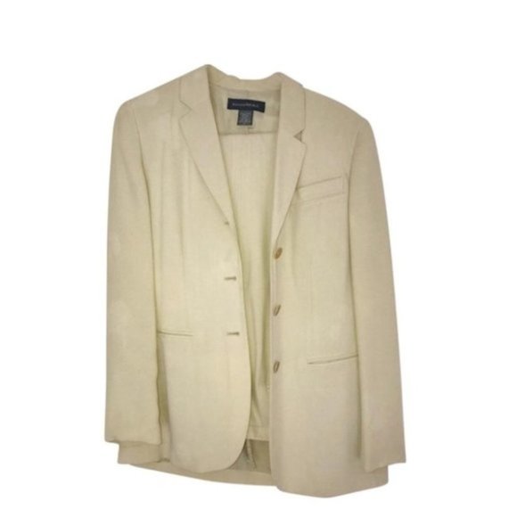 2 Piece Beige 100% Silk business suit jacket pants Size 4